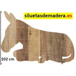 burro tumbado belén madera tamaño real siluetas nacimiento pesebre