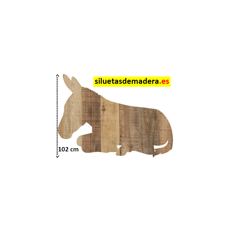 burro tumbado belén madera tamaño real siluetas nacimiento pesebre