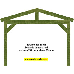 establo belén madera tamaño real siluetas nacimiento pesebre