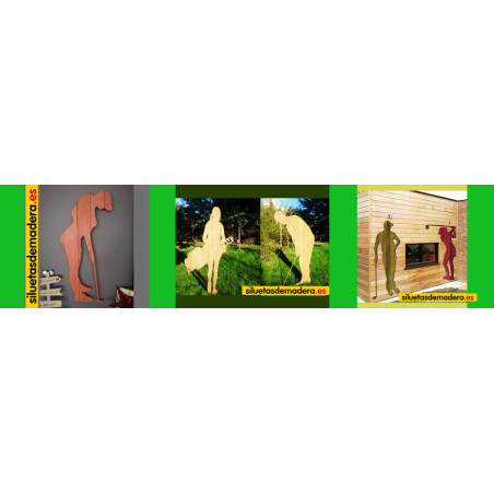 silueta madera golf golfista tamaño real