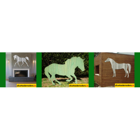 silueta madera caballos tamaño real ginete tiro